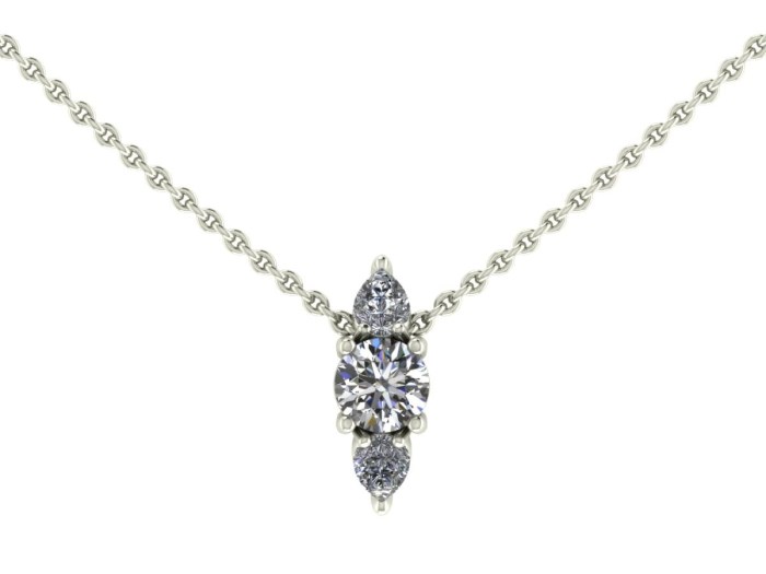 Classic Three Stone Diamond Necklace