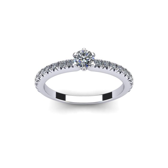 Six Prong Solitaire with Diamond Accent