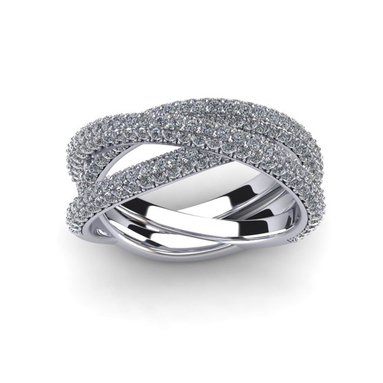 Twisted Triple Arch Pavé Ring