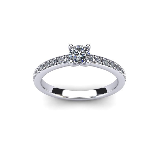 Four Prong Solitaire with Diamond Accent