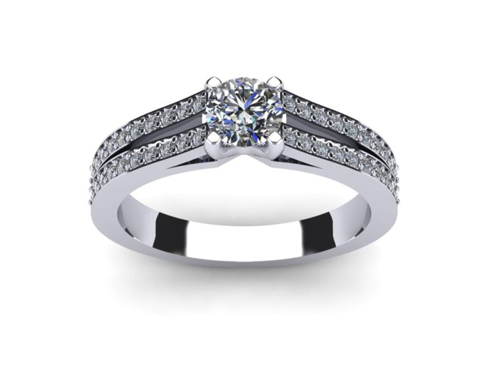 Diamond Striped Engagement Ring